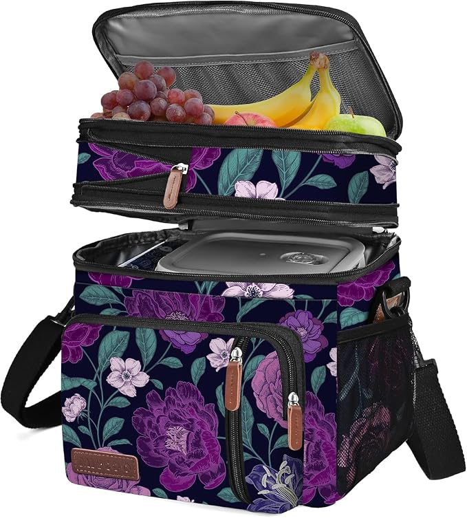 MIYCOO Lunch Bag for Women & Men, Expandable Double Deck Lunch Box, 15L | Leakproof & Waterproof, Portable, Large Soft Insulated Cooler bag for Adult, Work, Camping, Beach, Picnic, Travel
