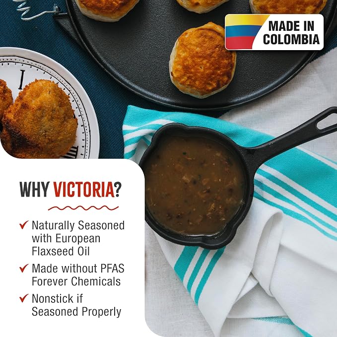 Victoria 0.5-Quart Cast Iron Saucepan, Small Cast Iron Melting Pot Seasoned with Flaxseed Oil, Made in Colombia, Black (Pack of 6)