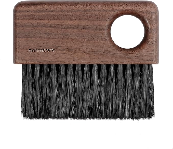 Normcore Barista Bench Brush, American Walnut Coffee Brush | Natural walnut wood handle, for espresso bar/countertop, sweeps coffee grounds, compact daily cleanup tool