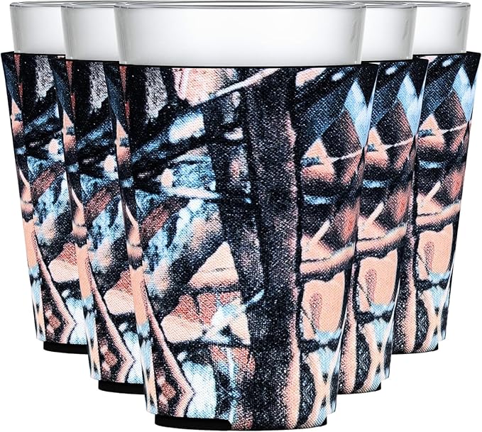 TahoeBay Blank Pint Glass Sleeves, Beer Coolers, 6-Pack, Camo | Insulating Foam Cooler, 16oz Collapsible Tapered Beverage Holder, Bar Cup Insulator for Transfer Vinyl, HTV, Sublimation, DTF
