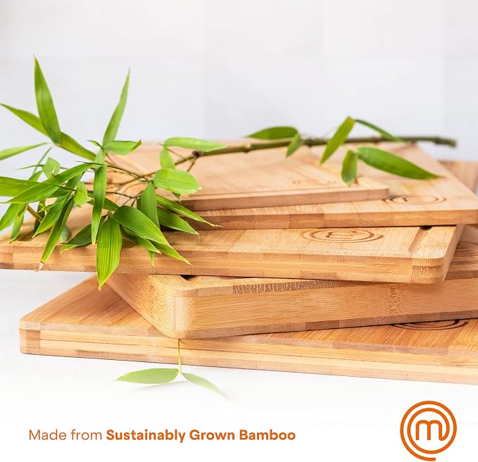MasterChef Bamboo Cutting Board for Kitchen, Butcher Block Countertop, Large Chopping Board Wood 18" x 12", Natural, Organic & Food Safe Surface, Reversible Wooden Cutting Board with Juice Groove
