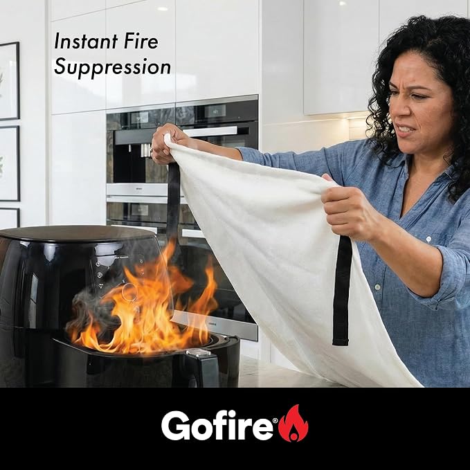 Gofire Adult Fire Blanket - Fiberglass Flame Resistant Emergency Blanket for Kitchen Fires, Reusable, 39 x 39 in
