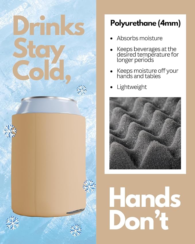 PartyPrints 25 Pack Peach Blank Can Cooler Sleeves, Customizable Bulk Can Coolers, Extra-Thick Collapsible Drink Insulator Sleeve, Beer Can Coolers for Party Beverages