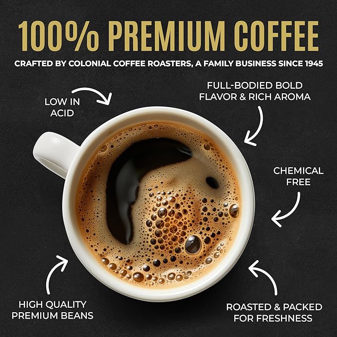 Colonial Coffee 32 Count Single Pot Coffee Packets – 100% Arabica Donut Shop Blend Medium Roast | Pre-Measured Frac Packs for 12 Cup Maker | Bulk Ground Gourmet Coffee for Home & Office