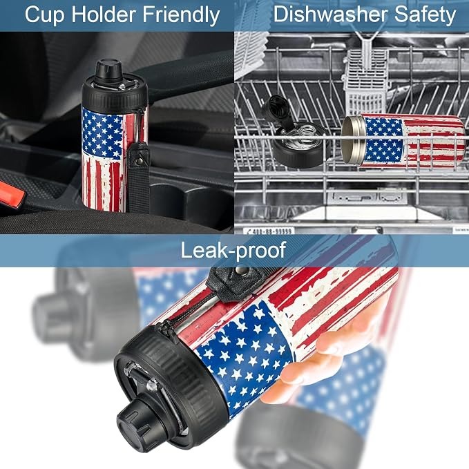 4 In 1 Beer Can Cooler Bottle Holder with Drinking Spout Lid for 12oz Regular, Slim Skinny Cans and Thermal Bottles,Sealed Insulated Double Wall Vacuum Stainless Steel Can Keeps Your Drinks Cold