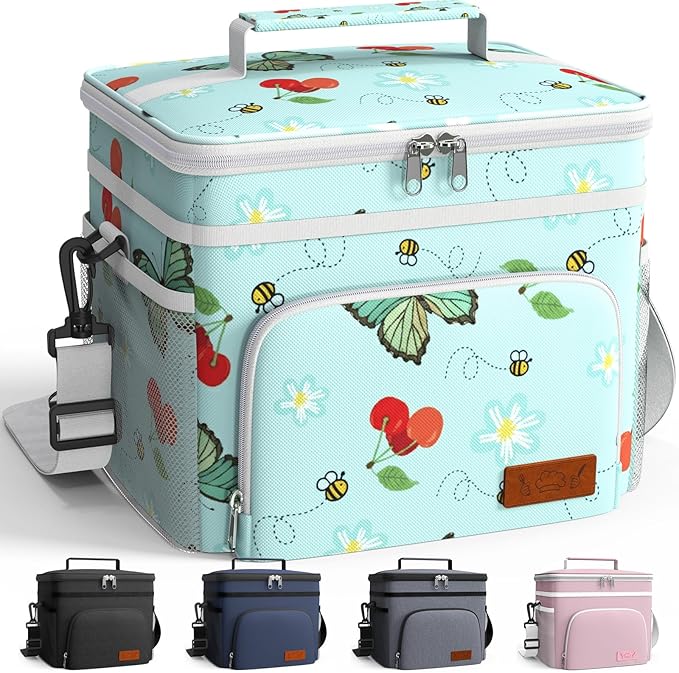 HOTOR Insulated Lunch Box Men Women Leak-Proof Cooler Lunch Bag 9L | 4 Pockets, Adjustable Strap, Ideal for Work, Picnic, Travel, Camping, Gift