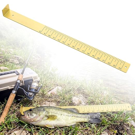 Zonon 1/8" x 2" x 24" Fish Measuring Board Anodized Aluminum Fish Ruler Yellow Corrosion Resistant Boat Measuring Tool for Fishing Competition Fresh and Salt Water