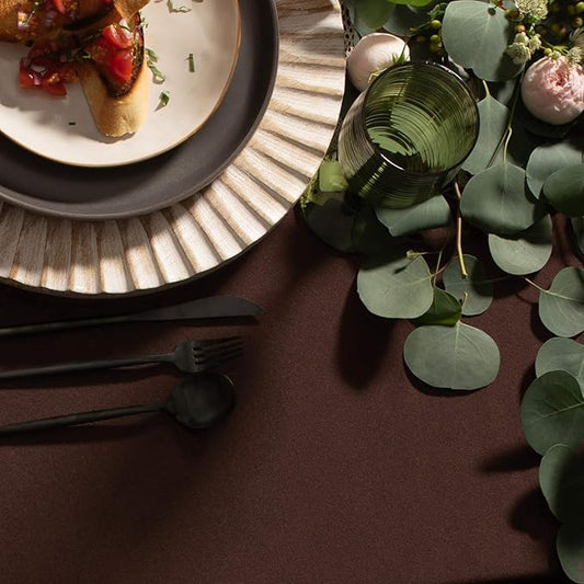 Gee Di Moda Rectangle Tablecloth - 60 x 126 Inch Chocolate Table Cloth for 8 Foot Rectangle Table - Heavy Duty Washable Fabric - for 8 Ft Buffet Table, Holiday Party, Dinner, Wedding & Baby Shower