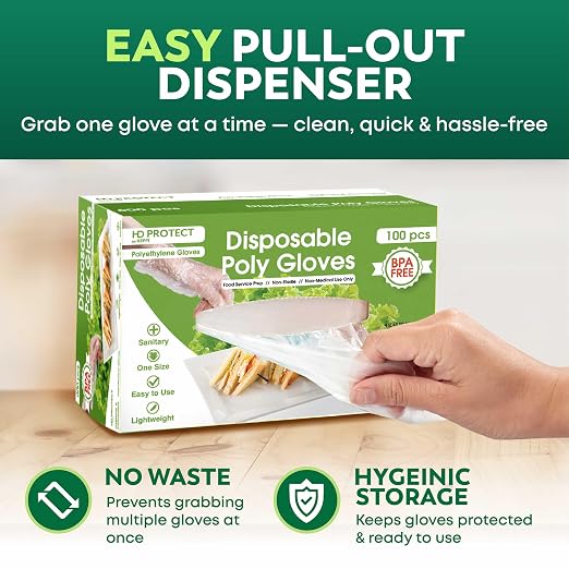 Keppi 100 pcs Disposable Gloves - BPA & Latex Free - Gloves Disposable Latex Free - For Food Handling - Food Safe - For Cooking - Bulk Purchase - Great Fit - Plastic