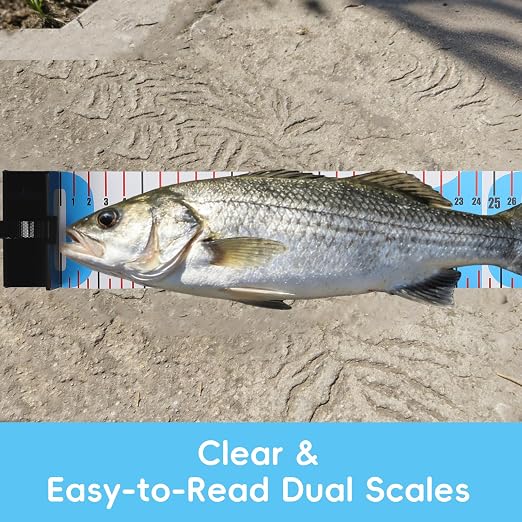 Tada 48in/122cm Fishing Ruler Fish Measuring Tape with Bump Board | Portable Roll Up Folding
