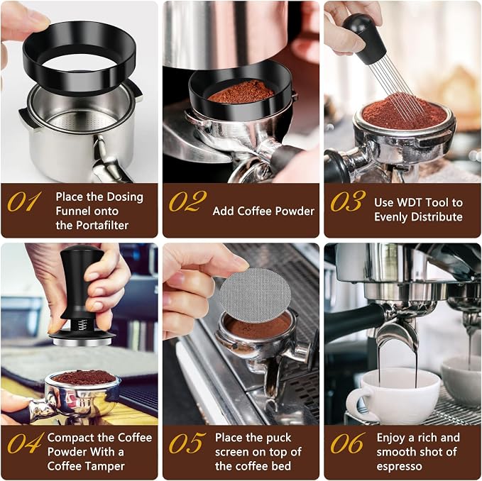 Y-Step 25 PCS Espresso Accessories Kit, 53.3mm/54mm Espresso Tamper Kit Coffee Tamper Set, Espresso Tamper with Spring Loaded Calibrated, Espresso Puck Screen, Dosing Funnel, WDT Tool, Latte Art Kit