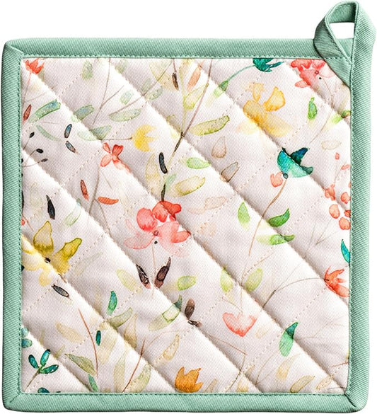 Maison d'Hermine Pot Holders 100% Cotton Heat Resistant Potholders 8" x 8" Hot Pads with Loop BBQ, Cooking, Baking, Grilling, Kitchen, Handling Hot Pans Spring/Summer (Pack of 1, Colmar) | Heat Resistant Hot Pads with Loop BBQ Cooking Baking Farmhouse ...