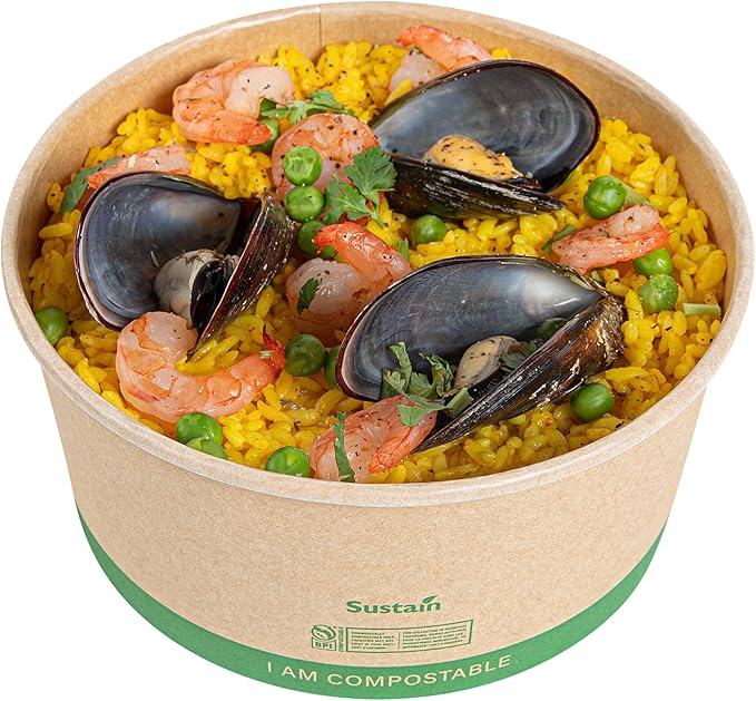 Restaurantware Paper Food Containers 200 Pack Of 44 oz Disposable Round Kraft Salad Bowls Sustainable Stackable Greaseproof Meal Prep Take Out Containers For Ice Creams, Soups, Snacks And Desserts