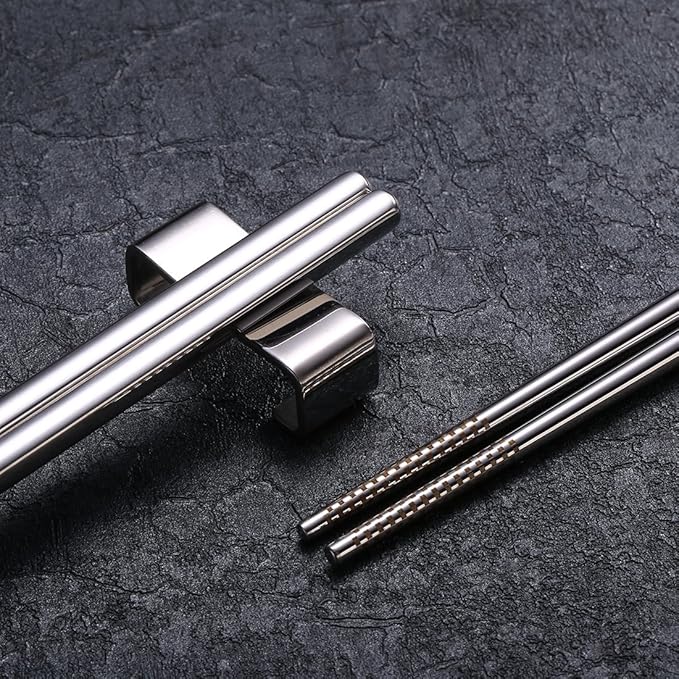 Devico Chopsticks, Metal Chopsticks, 18/10 Stainless Steel Chopstick Set, Reusable, Dishwasher Safe (5 pairs)