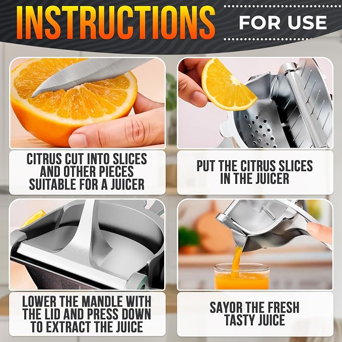 Hand Juicer Squeezer, Large 20 oz Aluminum Bowl with Pour Spout | Handheld Manual Citrus Press, Gets Every Drop Out of Lemon, Lime, Orange, Grapefruit, and Pomegranate Juice, Ergonomic Handle