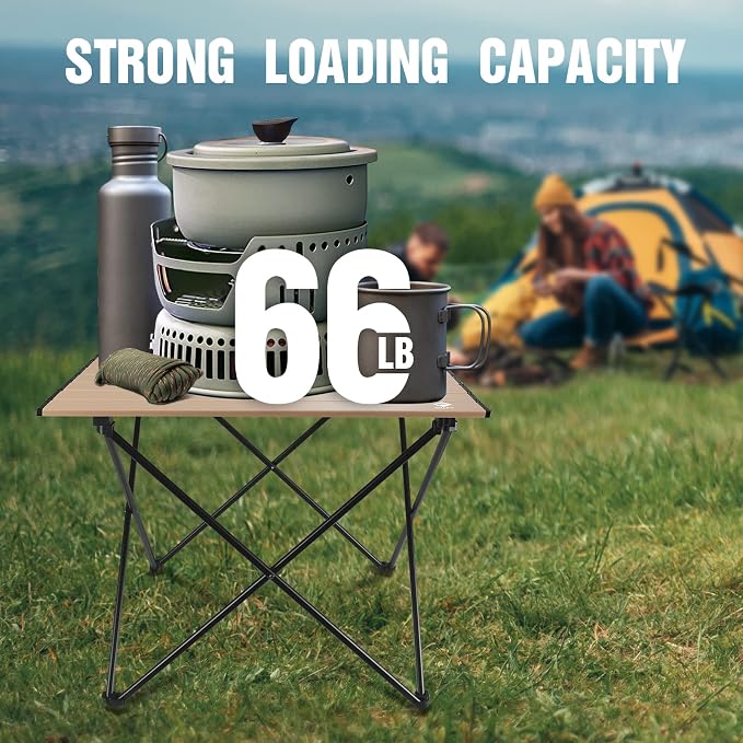 VILLEY Portable Camping Side Table, Ultralight Aluminum Folding Beach Table | Lightweight & Portable, Aluminum Folding Table with Carry Bag for Camping, Outdoor Cooking, Beach, Picnic, Boat & Travel