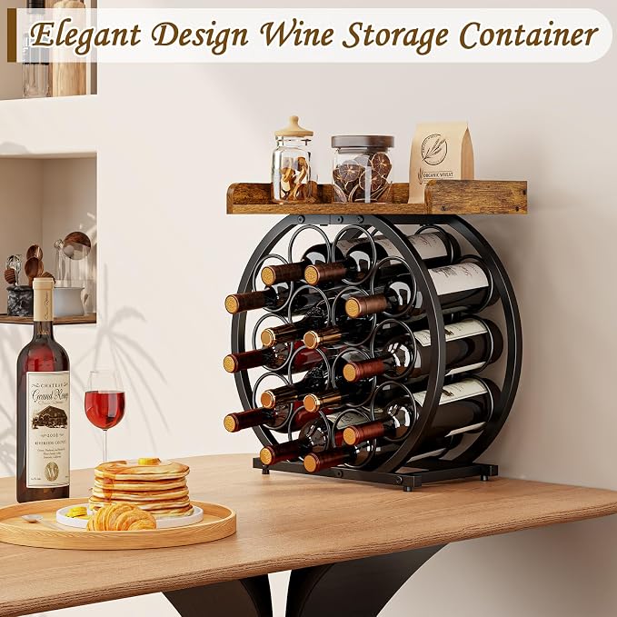 X-cosrack Countertop Wine Rack with Wooden Tabletop (14 Bottles)