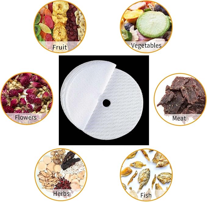 10pcs Round Silicone Dehydrator Sheets,13in Non-stick Fruit Dehydrator Mats,Reusable Steamer Mat Mesh Sheet for Fruit Dryer (10, 13x13inch)