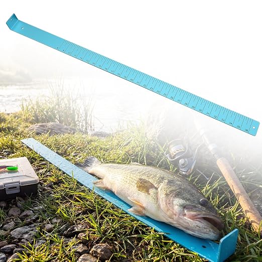 Zonon 2/15" X 2" X 36" Fish Measuring Board Anodized Aluminum Fish Ruler Blue Corrosion Resistant Boat Measuring Tool for Fishing Competition Fresh and Salt Water