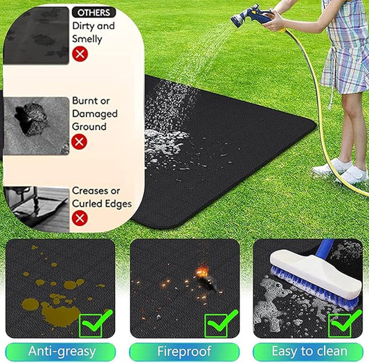 UBeesize Under Grill Mat - 60x42 inch Fireproof, Oil-Proof Waterproof Non-Slip BBQ Protector for Lawn, Smokers, Gas Grills, Deck and Patio