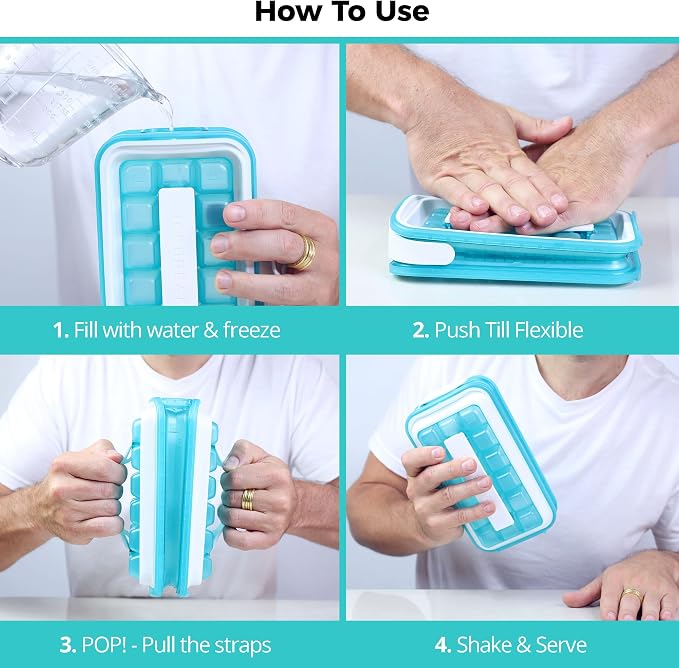 ICEBREAKER POP 2.0 2024: Make And Serve Ice Without Ever Touching The Ice | The Sanitary Silicone Ice Cube Tray for Freezer | Patented Ice Trays for Freezer | This Ice Cube Maker Makes 18 Cubes