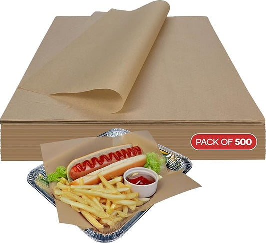 Brown Deli Paper Sheets, 12" x 12" (500 pcs.) - USA-Made Premium Food Basket Liners - PFAS-free Grease Resistant Deli Paper Sheets for Snack & Baking Wrap, Picnic & Party by IDL Packaging