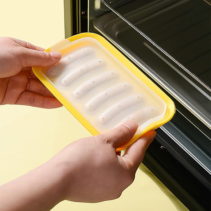 Kare & Kind 2x Silicone Sausage Molds - Non-Stick Flexible Hotdog Maker - 6-Cavity Baking Cooking Steaming Container - DIY Homemade Sausages - Includes 2x Silicone Mini Brushes and 20x Pastry Bags