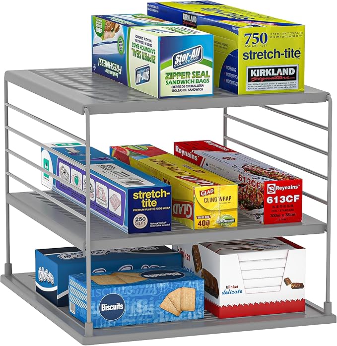 Upgraded Pantry Organizers and Storage - Divided Compartment Holder for Foil and Plastic Wrap - Kitchen Organization for Aluminum Foil, Wraps, Box