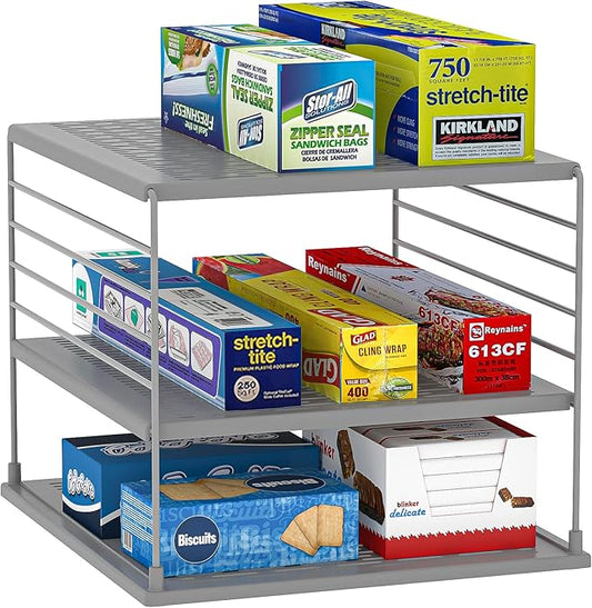 Upgraded Pantry Organizers and Storage - Divided Compartment Holder for Foil and Plastic Wrap - Kitchen Organization for Aluminum Foil, Wraps, Box