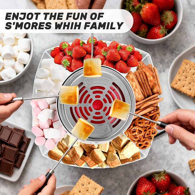 Smores Maker Tabletop Indoor Kit Smores Kit Indoor Smore Maker Tabletop Smores Maker Flameless Electric S'mores Maker Marshmallow Roaster, Movie Night Supplies Housewarming Christmas Gifts 120V 345W