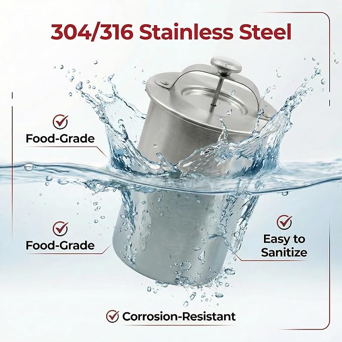 Stainless Steel Ham Maker with Thermometer, 304 Food-Grade Deli Meat Press Mold, 2-2.5 Lbs Capacity, Easy to Use & Dishwasher Safe for Homemade Ham, Luncheon Meat, Bacon - Home & Commercial Use