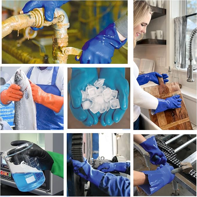 kitchen-star Ultimate Rubber Household PVC Gloves with Comfortable Cotton Lined, Anti-Slip surface, Kitchen Dishwashing, Extra Thickness, Kitchen Cleaning, Working, Painting, Pet Care (Small, Blue)