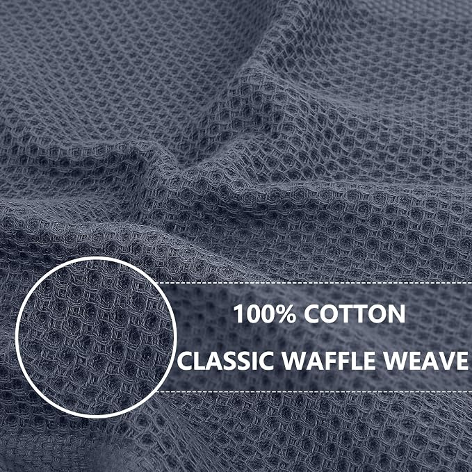 Homaxy 100% Cotton Oversized Waffle Weave Kitchen Towels, 5-Pack, Dark Grey | 20 x 28 Inches, Ultra Soft Absorbent Dish Towels, Quick Drying Large Cleaning Towels