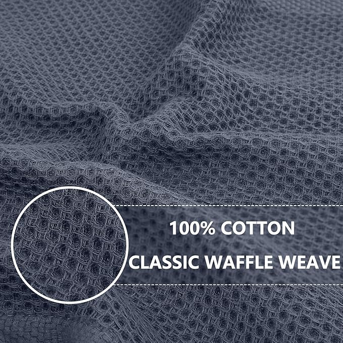 Homaxy 100% Cotton Oversized Waffle Weave Kitchen Towels, 3-Pack, Dark Grey | 20 x 28 Inches, Ultra Soft Absorbent Dish Towels, Quick Drying Large Cleaning Towels