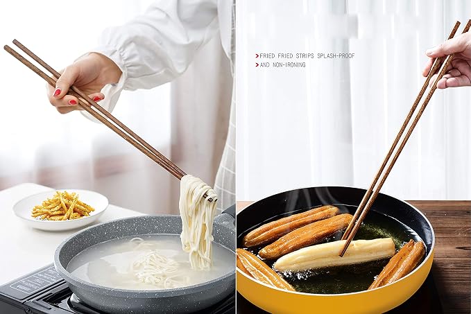 Wok Utensils Wooden Cooking Utensils Tools 6 PCS Wooden Spatula, Barbecue Tongs,Wok Shovel, Cooking chopsticks,Long Spoons,Nanmu Fish Shaped Rice Spoon Accessories