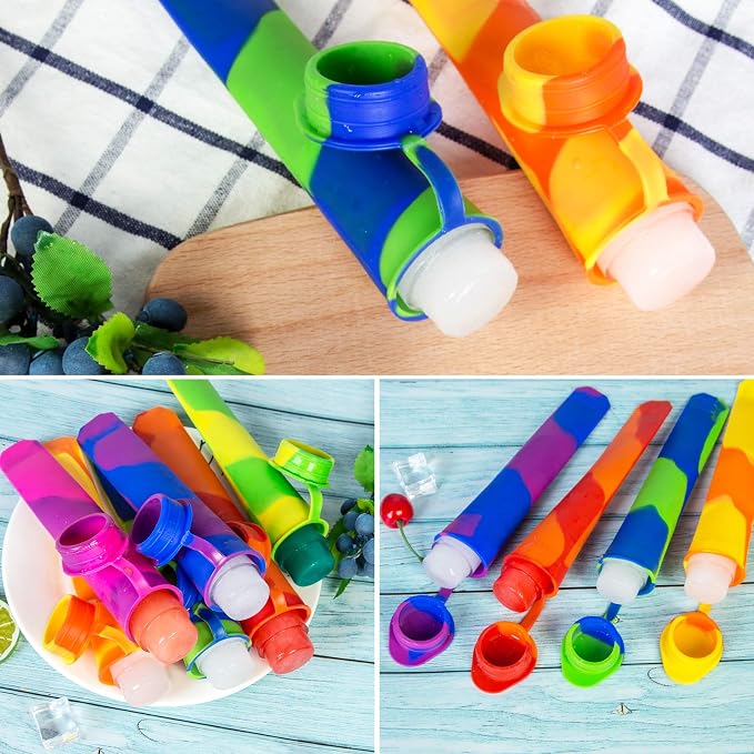 Ozera 6 Pack Silicone Popsicles Molds, Multicolor Baby Popsicle Ice Pop Molds, Reusable DIY Frozen Popsicles Maker for Kids with Lid