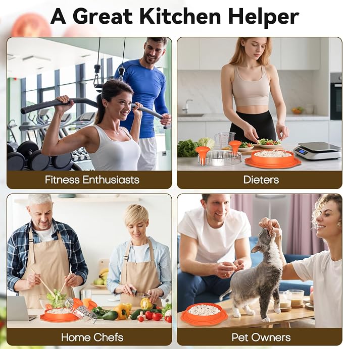 Ukeetap 10" Pro Chicken Shredder Tool Twist Large for Kitchen，Orange | BPA-Free Food-Safe Meat Grinder, Visible Chicken Breast Meat Shredder with Strong Anti-Slip Bottom & Ergonomic Handle