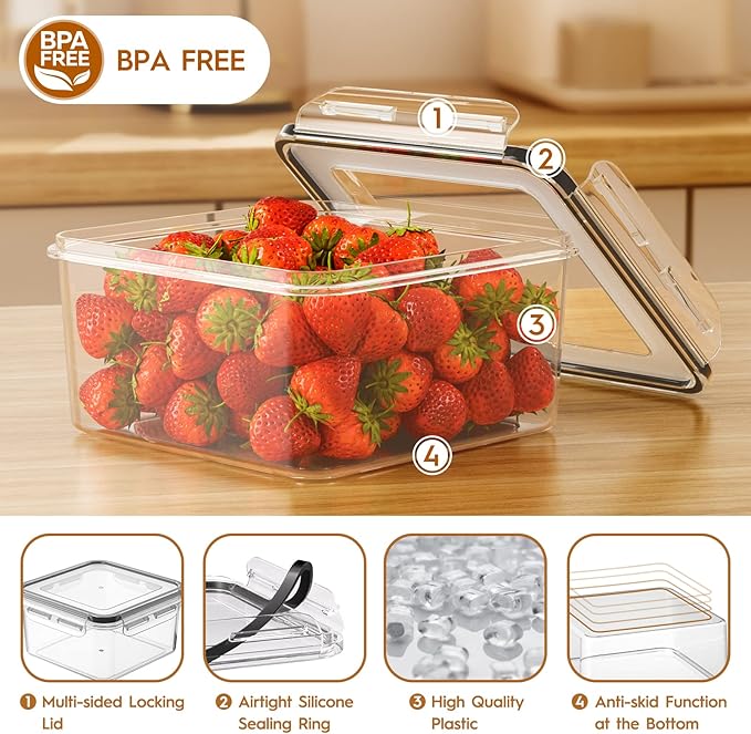 KEMETHY Large 40 Piece Food Storage Containers with Airtight Lids, BPA-free | 20 Containers & 20 Lids, Leak Proof, Meal Prep, Kitchen Storage, PVC-free Plastic, Microwave/Dishwasher Safe, Labels & Pen