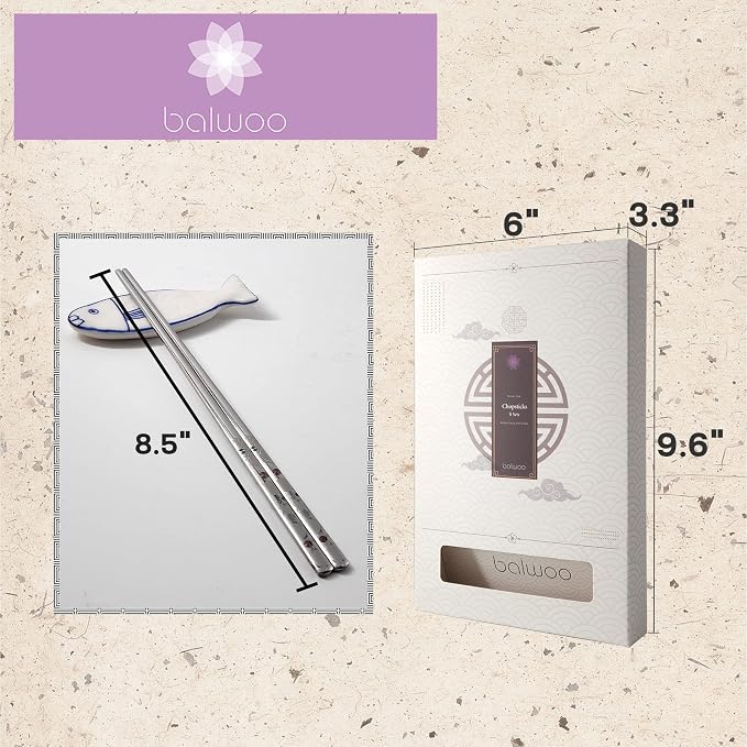 Chopsticks [Made in Korea][5 Sets] 430 Premium Stainless Steel Chopsticks, Mukbang Kitchen Utensil, Cutlery Silverware Stainless Tableware (The milky way)