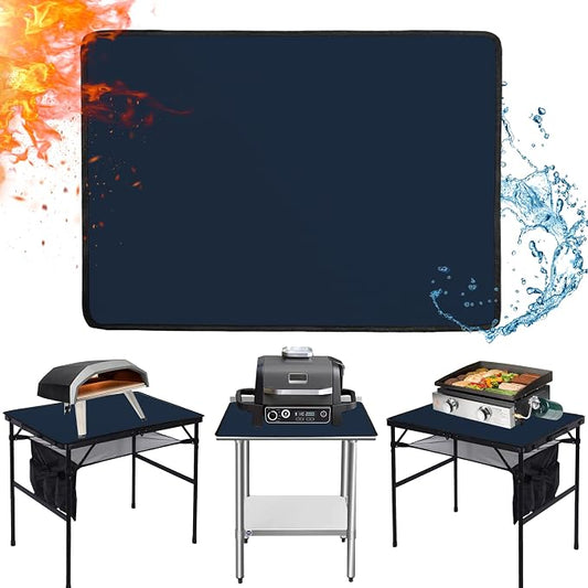 Heat Resistant Mats for Countertop fits Tabletop Grill, 36x24x0.04in, Blue | 1022℉ Fireproof grill mat for countertop/table protection, fits gas/charcoal grills, pizza ovens, fits Blackstone & Ninja