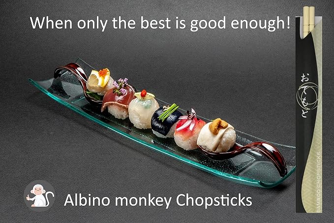 Albino Monkey 200 Round Separated Disposable Chopsticks | Best for Sushi | Bamboo Wooden Chinese Chop sticks - Bamboo Chopstick Bulk - Disposable Utensils Premium Quality - (100 Pairs)