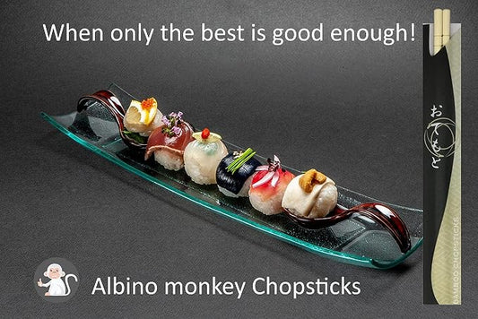 Albino Monkey 200 Round Separated Disposable Chopsticks | Best for Sushi | Bamboo Wooden Chinese Chop sticks - Bamboo Chopstick Bulk - Disposable Utensils Premium Quality - (100 Pairs)