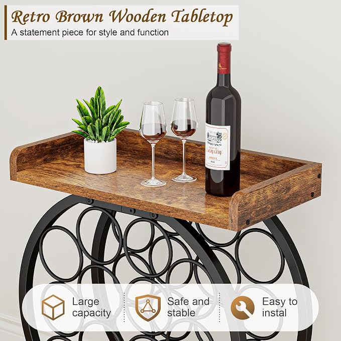 X-cosrack Countertop Wine Rack with Wooden Tabletop (14 Bottles)