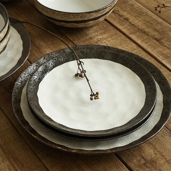 Stone Lain Lucy Porcelain 16-Piece Round Dinnerware Set, Beige
