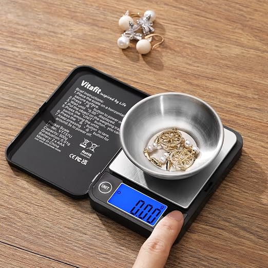 Vitafit 500g Digital Pocket Scale,High Accuracy Assured by Scale Professional Factory Since 2001, Gram Scale 0.01g for Multifunction: Lab,Food, Kitchen,Coffee,Jewelry; Black