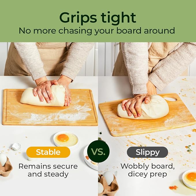 Keechee 2Pcs Cutting Board with Non-slip Mat, Bamboo Cutting Boards for Kitchen Meal Prep & Serving - Wood Serving Board Sets with Deep Juice Groove Ideal Kitchen Gifts