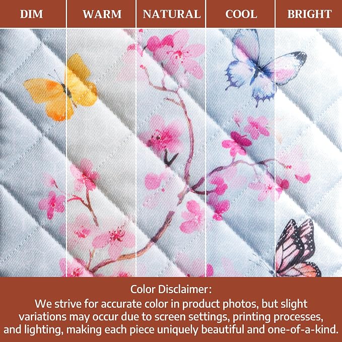 Maison d' Hermine Pot Holders 100% Cotton Potholders (8" x 8", Pack of 2) | Heat Resistant Hot Pads with Loop BBQ Cooking Baking Farmhouse Kitchen Handling Hot Pans Spring Summer - Blossoms in Spring