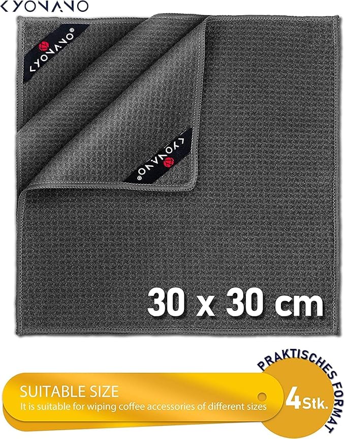 KYONANO Espresso Accessories - Barista Towels 4 Pack - Barista Microfiber Towel (12"x12") - Coffee Towels for Coffee Bar - Espresso Towel - Coffee Bar Accessories for Clean Steam Wand