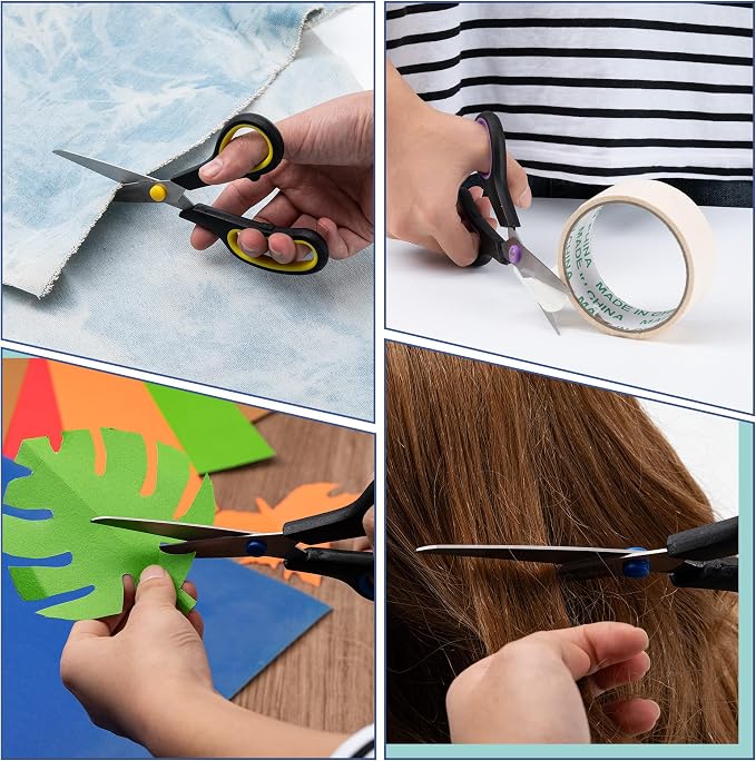 24PCS 8" Scissors,Sharp Stainless Steel All Purpose in Office School Crafts | Right/Left Handed, Comfort Grip Scissors for Office Desk Accessories Sewing Fabric Home Craft School Teacher/Class Supplies
