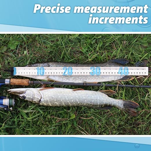 VioraWhite 2 Pcs 47 Inch Fishing Ruler Fishing Measuring Tape with Bump Board Waterproof Portable Roll up Fish Measuring Board Device Tool for Crappie Tuna Shark Swordfish